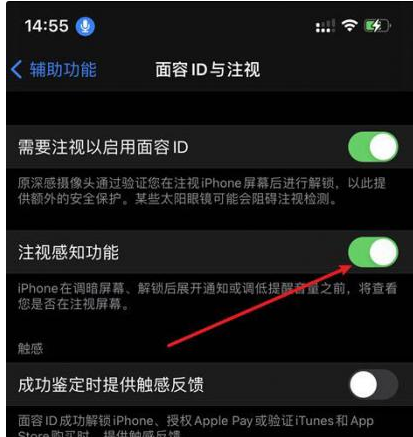 伊吾苹果14维修网点分享iPhone14注视感知功能有什么用 